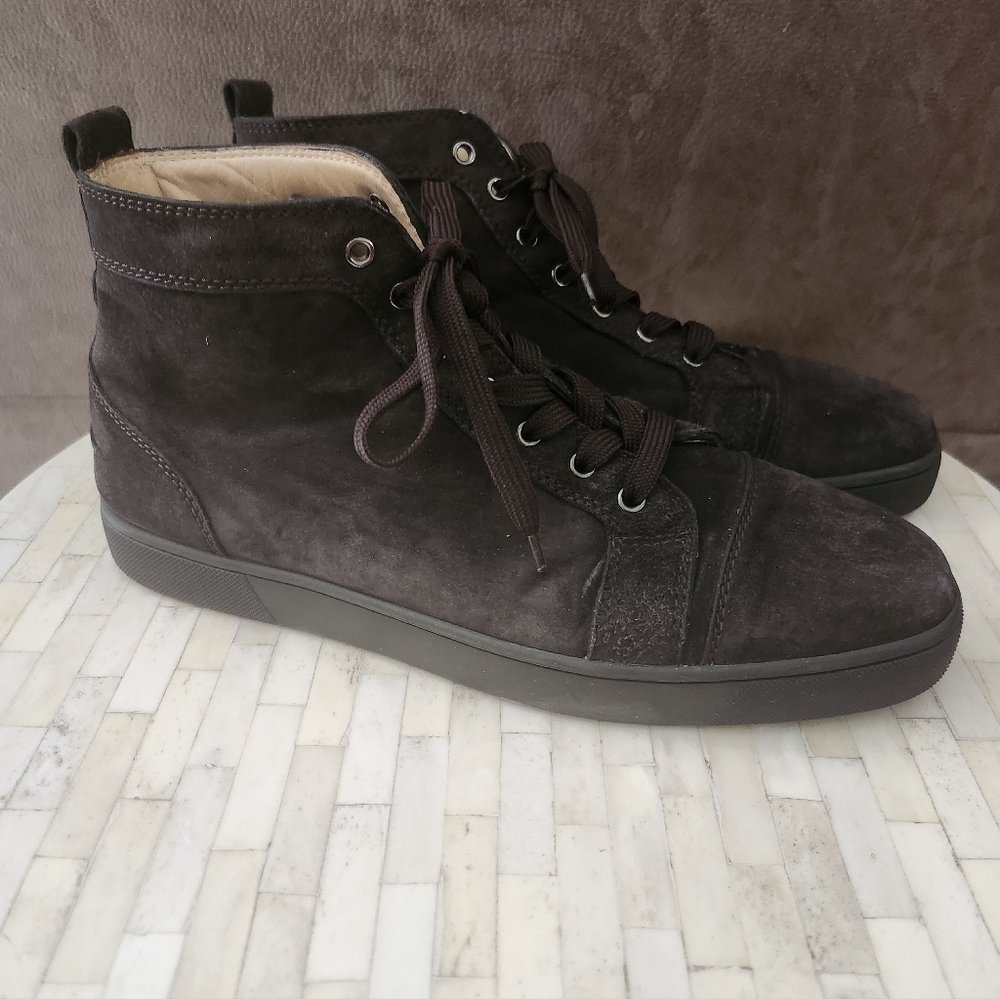 Christian Louboutin Louis Orlato suede high-top sneakers size 45